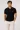 Tricou negru pentru bărbați, cu gât polo, 100% bumbac, cu croiala normală, respirabil, anti-strângere, cu dungi de muștar, mânecă scurtă
